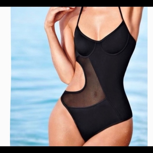 Victoria’s Secret | swim black one piece mesh cut out - Picture 1 of 6